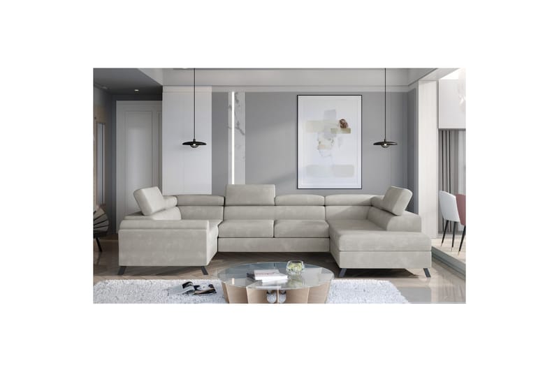 Hörnsoffa Eltap Escada 336x200x92 cm - Paros 02, Beige, Höger - Möbler - Soffa - Bäddsoffa - Hörnbäddsoffa