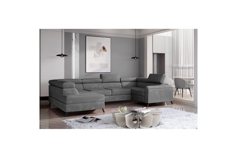 Hörnsoffa Eltap Escada 336x200x92 cm - Paros 06, Grå, Vänster - Möbler - Soffa - Bäddsoffa - Hörnbäddsoffa