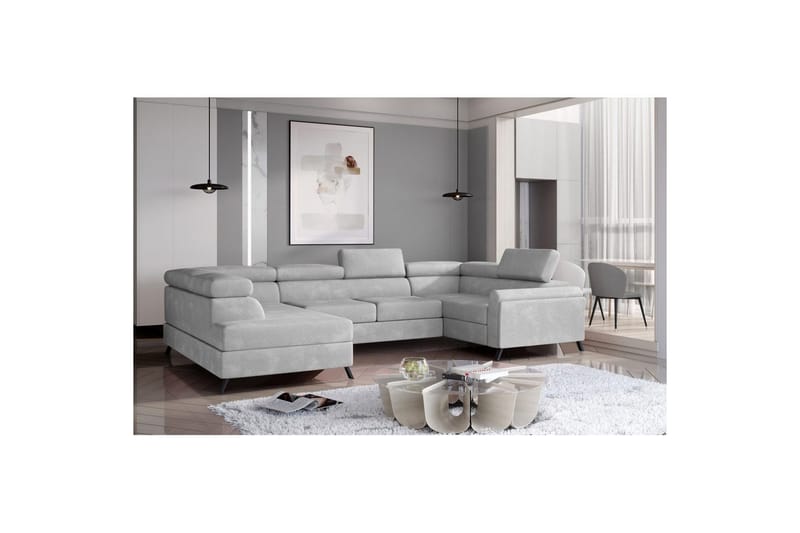 Hörnsoffa Eltap Escada 336x200x92 cm - Paros 05, Ljusgrå, Vänster - Möbler - Soffa - Bäddsoffa - Hörnbäddsoffa