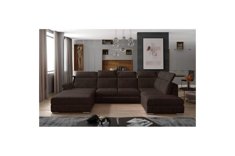 Hörnsoffa Eltap Evanell 336x211x102 cm - Dora 28, Mörkbrun, Vänster - Möbler - Soffa - Bäddsoffa - Bäddsoffa divan