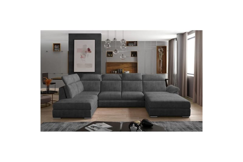 Hörnsoffa Eltap Evanell 336x211x102 cm, Dora 96, Svart, Höger