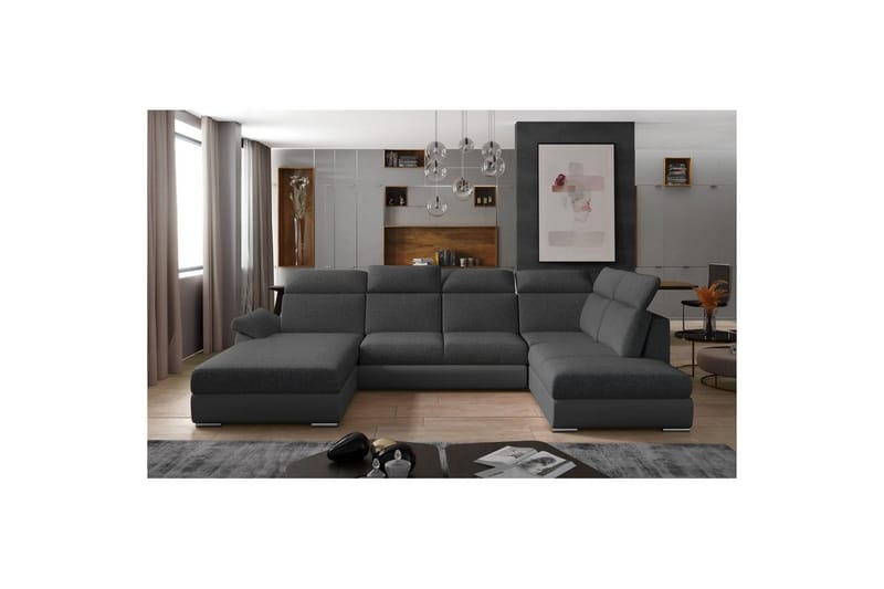 Hörnsoffa Eltap Evanell 336x211x102 cm - Inari 96, Soft 29, Mörkgrå, Grå, Vänster - Möbler - Soffa - Bäddsoffa - Bäddsoffa divan