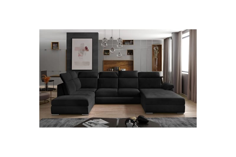 Hörnsoffa Eltap Evanell 336x211x102 cm, Mat Sammet 99, Blå, Höger