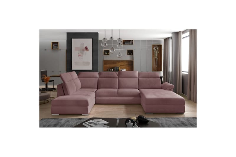 Hörnsoffa Eltap Evanell 336x211x102 cm - Monolith 63, Rosa, Höger - Möbler - Soffa - Bäddsoffa - Bäddsoffa divan