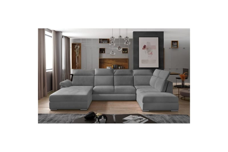 Hörnsoffa Eltap Evanell 336x211x102 cm - Monolith 84, Ljusgrå, Vänster - Möbler - Soffa - Bäddsoffa - Bäddsoffa divan