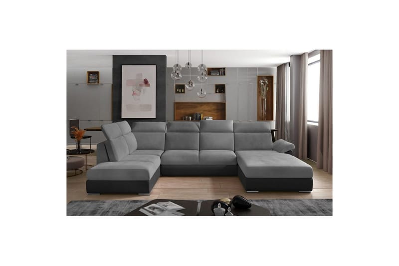 Hörnsoffa Eltap Evanell 336x211x102 cm - Monolith 84, Monolith 97, Ljusgrå, Mörkgrå, Höger - Möbler - Soffa - Bäddsoffa - Bäddsoffa divan