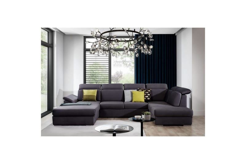 Hörnsoffa Eltap Evanell 336x211x102 cm - Monolith 97, Mörkgrå, Vänster - Möbler - Soffa - Bäddsoffa - Bäddsoffa divan