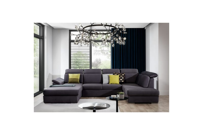 Hörnsoffa Eltap Evanell 336x211x102 cm - Monolith 97, Mörkgrå, Vänster - Möbler - Soffa - Bäddsoffa - Bäddsoffa divan