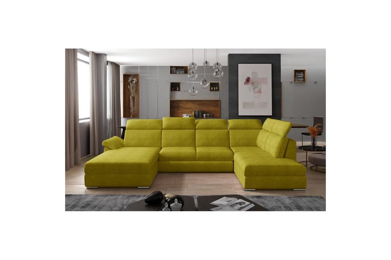 Hörnsoffa Eltap Evanell 336x211x102 cm - Omega 68, Gul, Vänster - Möbler - Soffa - Bäddsoffa - Bäddsoffa divan