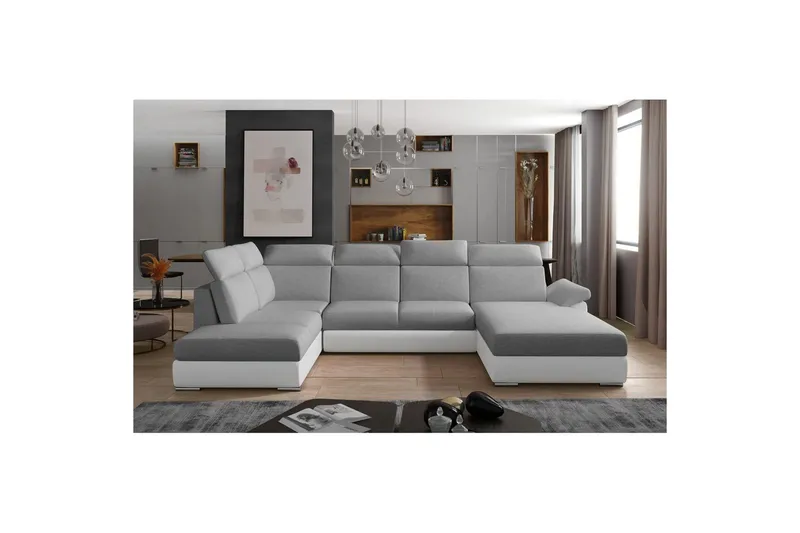 Hörnsoffa Eltap Evanell 336x211x102 cm - Sawana 21, Soft 17, Grå, Vit, Höger - Möbler - Soffa - Bäddsoffa - Bäddsoffa divan