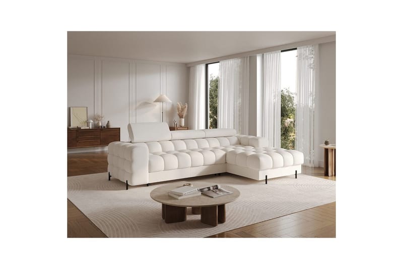 Hörnsoffa Eltap Felro 285x181x93 cm - Amore 01, Vit, Höger - Möbler - Soffa - Bäddsoffa - Bäddsoffa divan