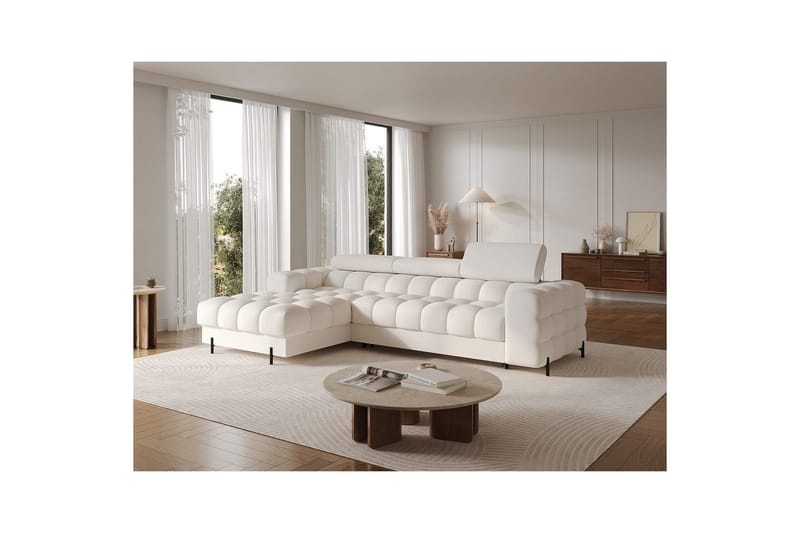 Hörnsoffa Eltap Felro 285x181x93 cm - Amore 01, Vit, Vänster - Möbler - Soffa - Bäddsoffa - Bäddsoffa divan