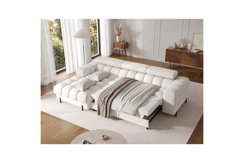 Hörnsoffa Eltap Felro 285x181x93 cm - Amore 01, Vit, Vänster - Möbler - Soffa - Bäddsoffa - Bäddsoffa divan