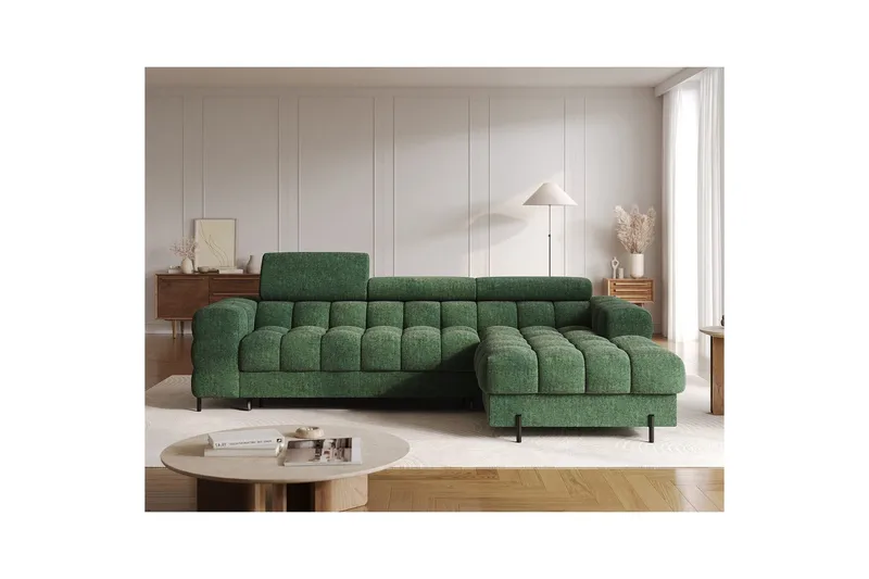 Hörnsoffa Eltap Felro 285x181x93 cm - Amore 35, Grön, Höger - Möbler - Soffa - Bäddsoffa - Bäddsoffa divan