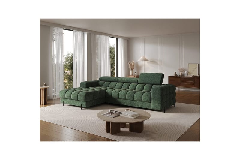 Hörnsoffa Eltap Felro 285x181x93 cm - Amore 35, Grön, Vänster - Möbler - Soffa - Bäddsoffa - Bäddsoffa divan