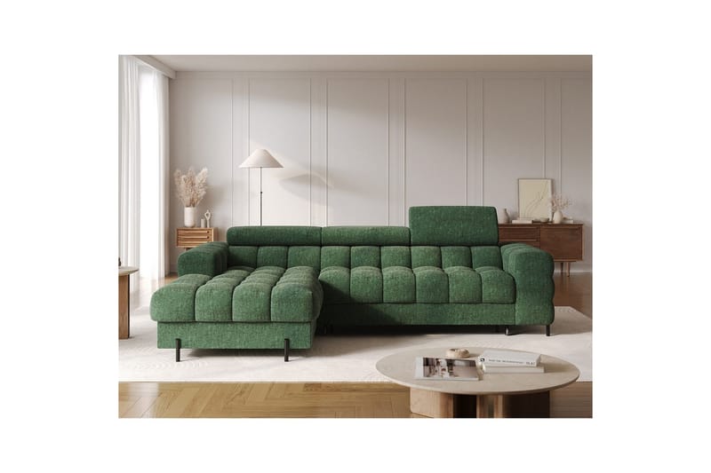 Hörnsoffa Eltap Felro 285x181x93 cm - Amore 35, Grön, Vänster - Möbler - Soffa - Bäddsoffa - Bäddsoffa divan