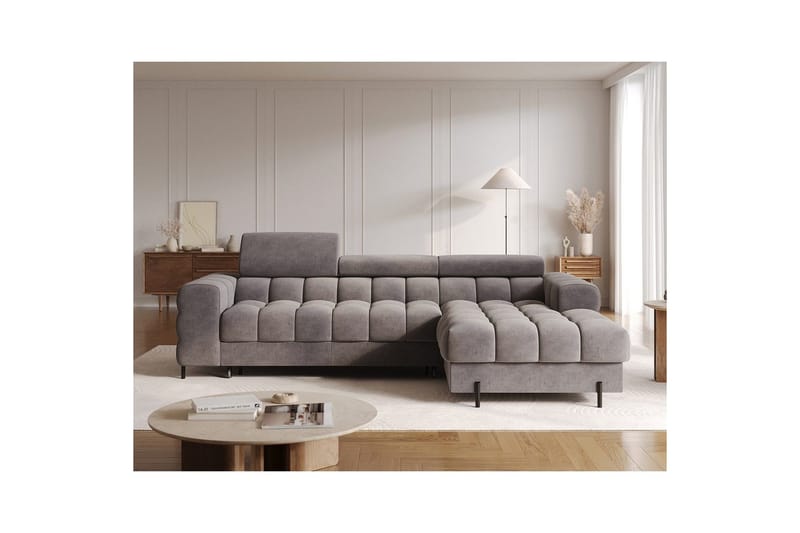 Hörnsoffa Eltap Felro 285x181x93 cm - Aura 04, Grå, Höger - Möbler - Soffa - Bäddsoffa - Bäddsoffa divan