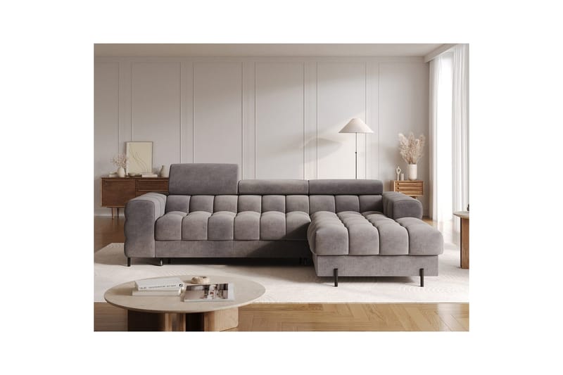 Hörnsoffa Eltap Felro 285x181x93 cm - Aura 04, Grå, Höger - Möbler - Soffa - Bäddsoffa - Bäddsoffa divan