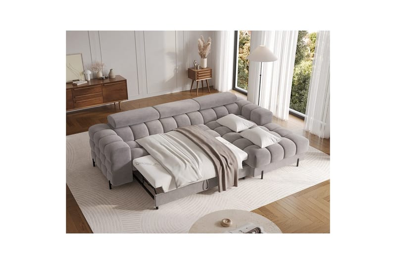 Hörnsoffa Eltap Felro 285x181x93 cm - Aura 04, Grå, Höger - Möbler - Soffa - Bäddsoffa - Bäddsoffa divan