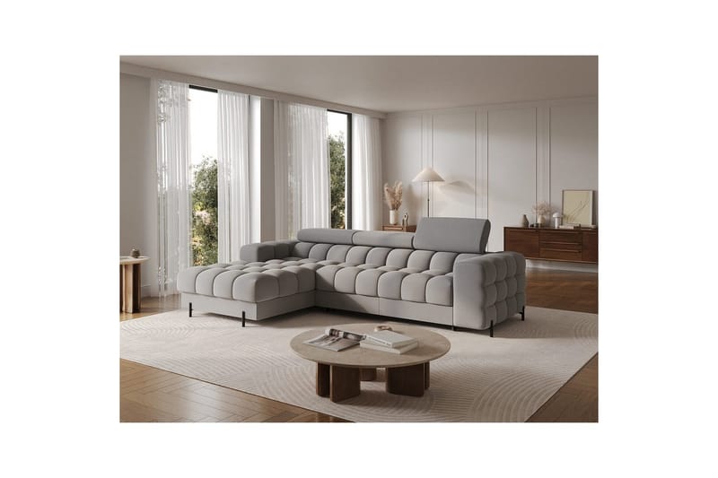 Hörnsoffa Eltap Felro 285x181x93 cm - Aura 04, Grå, Vänster - Möbler - Soffa - Bäddsoffa - Bäddsoffa divan