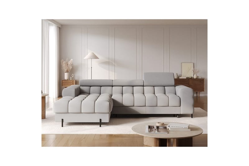 Hörnsoffa Eltap Felro 285x181x93 cm - Aura 04, Grå, Vänster - Möbler - Soffa - Bäddsoffa - Bäddsoffa divan