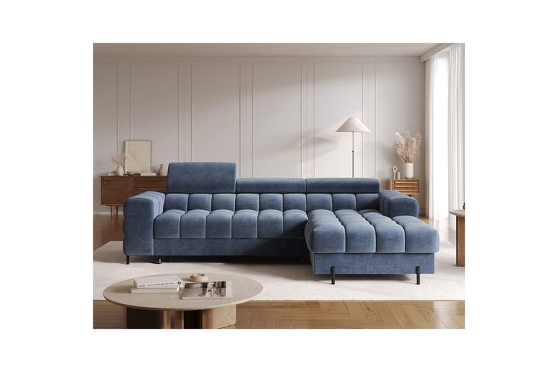 Hörnsoffa Eltap Felro 285x181x93 cm - Aura 40, Blå, Höger - Möbler - Soffa - Bäddsoffa - Bäddsoffa divan