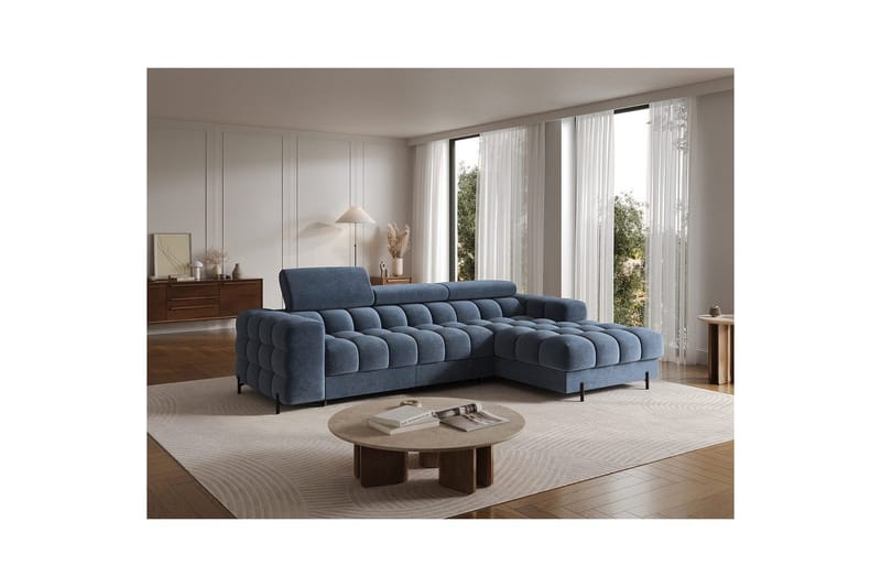 Hörnsoffa Eltap Felro 285x181x93 cm - Aura 40, Blå, Höger - Möbler - Soffa - Bäddsoffa - Bäddsoffa divan