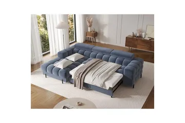Hörnsoffa Eltap Felro 285x181x93 cm - Aura 40, Blå, Vänster - Möbler - Soffa - Bäddsoffa - Bäddsoffa divan