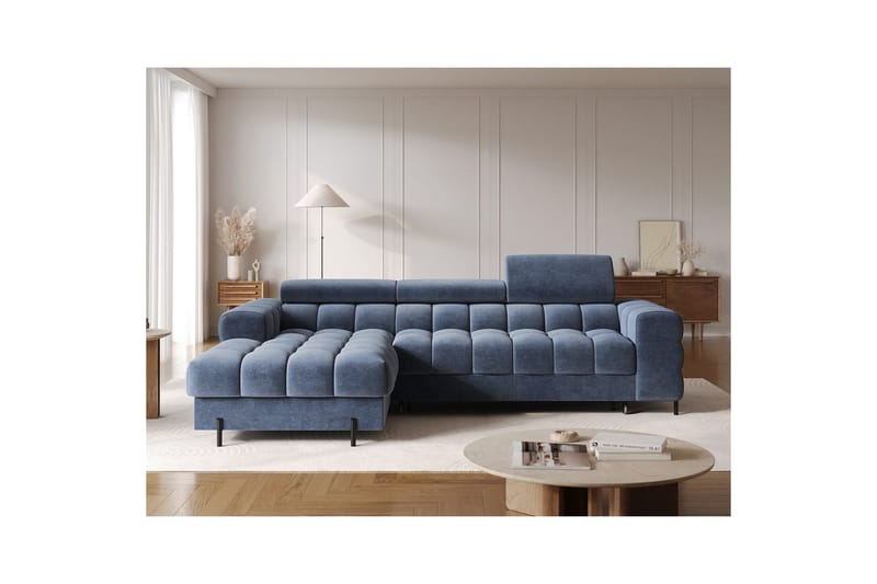 Hörnsoffa Eltap Felro 285x181x93 cm - Aura 40, Blå, Vänster - Möbler - Soffa - Bäddsoffa - Bäddsoffa divan