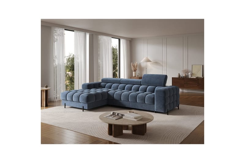 Hörnsoffa Eltap Felro 285x181x93 cm - Aura 40, Blå, Vänster - Möbler - Soffa - Bäddsoffa - Bäddsoffa divan