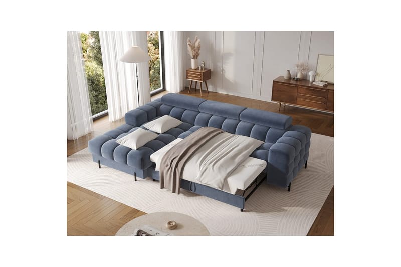 Hörnsoffa Eltap Felro 285x181x93 cm - Aura 40, Blå, Vänster - Möbler - Soffa - Bäddsoffa - Bäddsoffa divan