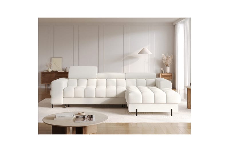 Hörnsoffa Eltap Felro 285x181x93 cm - Royal 01, Vit, Höger - Möbler - Soffa - Bäddsoffa - Bäddsoffa divan