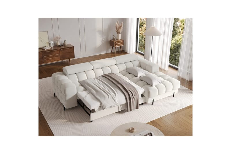Hörnsoffa Eltap Felro 285x181x93 cm - Royal 01, Vit, Höger - Möbler - Soffa - Bäddsoffa - Bäddsoffa divan