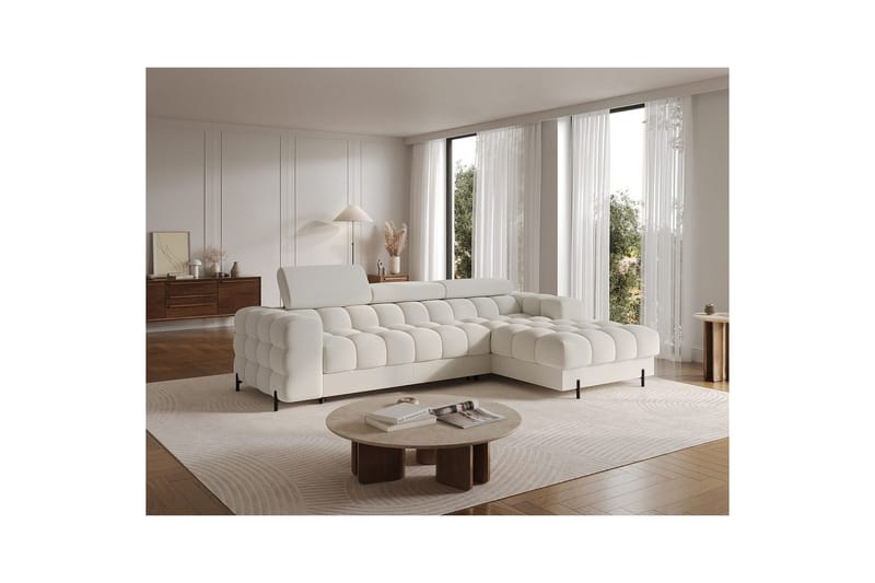 Hörnsoffa Eltap Felro 285x181x93 cm - Royal 01, Vit, Höger - Möbler - Soffa - Bäddsoffa - Bäddsoffa divan