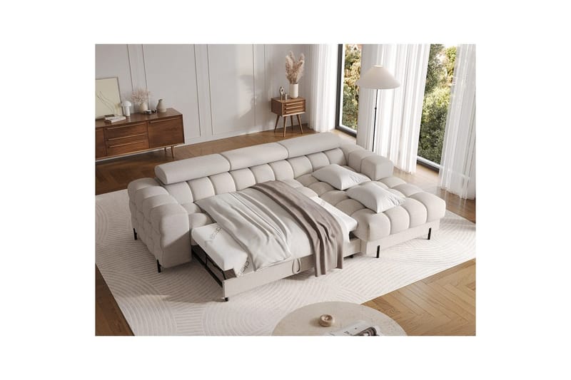 Hörnsoffa Eltap Felro 285x181x93 cm - Royal 18, Beige, Höger - Möbler - Soffa - Bäddsoffa - Bäddsoffa divan