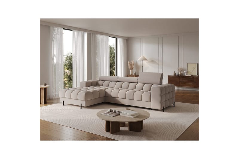 Hörnsoffa Eltap Felro 285x181x93 cm - Royal 18, Beige, Vänster - Möbler - Soffa - Bäddsoffa - Bäddsoffa divan