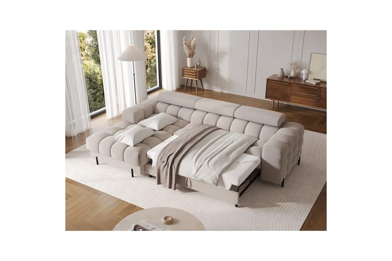 Hörnsoffa Eltap Felro 285x181x93 cm - Royal 18, Beige, Vänster - Möbler - Soffa - Bäddsoffa - Bäddsoffa divan
