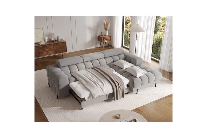 Hörnsoffa Eltap Felro 285x181x93 cm - Sola 04, Grå, Höger - Möbler - Soffa - Bäddsoffa - Bäddsoffa divan