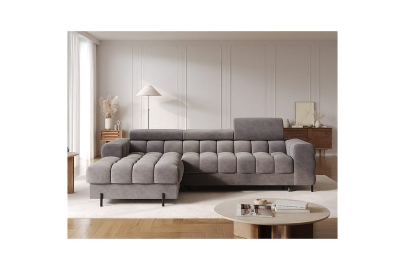 Hörnsoffa Eltap Felro 285x181x93 cm - Sola 04, Grå, Vänster - Möbler - Soffa - Bäddsoffa - Bäddsoffa divan