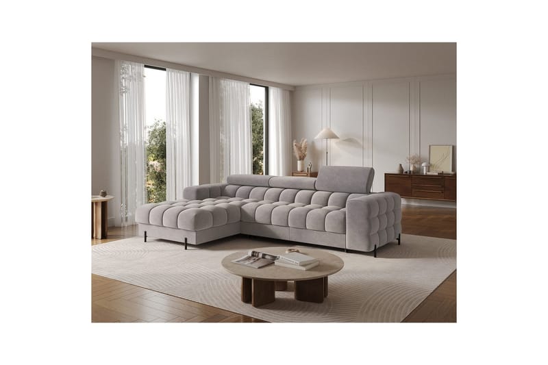Hörnsoffa Eltap Felro 285x181x93 cm - Sola 04, Grå, Vänster - Möbler - Soffa - Bäddsoffa - Bäddsoffa divan
