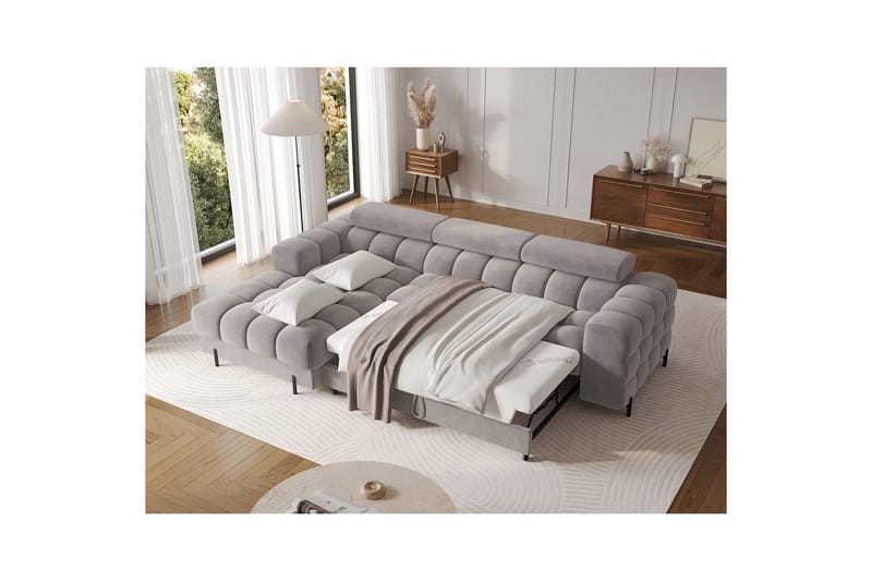 Hörnsoffa Eltap Felro 285x181x93 cm - Sola 04, Grå, Vänster - Möbler - Soffa - Bäddsoffa - Bäddsoffa divan