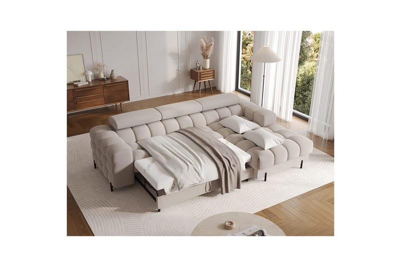 Hörnsoffa Eltap Felro 285x181x93 cm - Sola 18, Beige, Höger - Möbler - Soffa - Bäddsoffa - Bäddsoffa divan