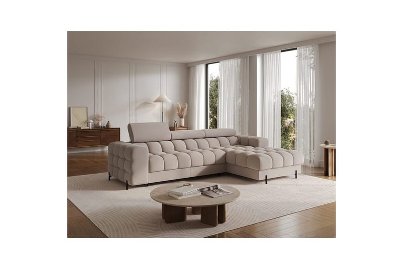Hörnsoffa Eltap Felro 285x181x93 cm - Sola 18, Beige, Höger - Möbler - Soffa - Bäddsoffa - Bäddsoffa divan