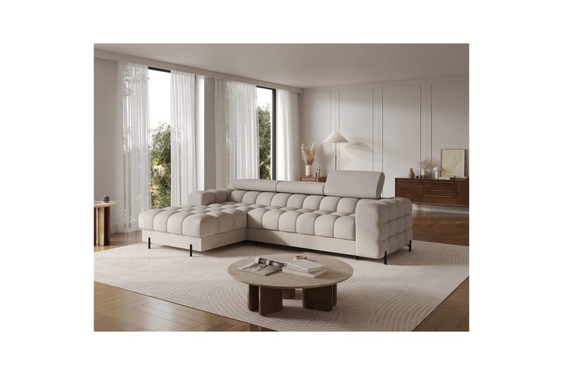 Hörnsoffa Eltap Felro 285x181x93 cm - Sola 18, Beige, Vänster - Möbler - Soffa - Bäddsoffa - Bäddsoffa divan