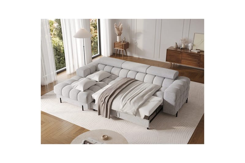 Hörnsoffa Eltap Felro 285x181x93 cm - Pellerito 03, Grå, Vänster - Möbler - Soffa - Bäddsoffa - Bäddsoffa divan