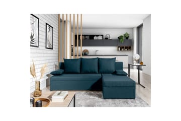 Hörnsoffa Eltap Gino 201x143x90 cm - Nube 40, Blå - Möbler - Soffa - Bäddsoffa - Bäddsoffa divan