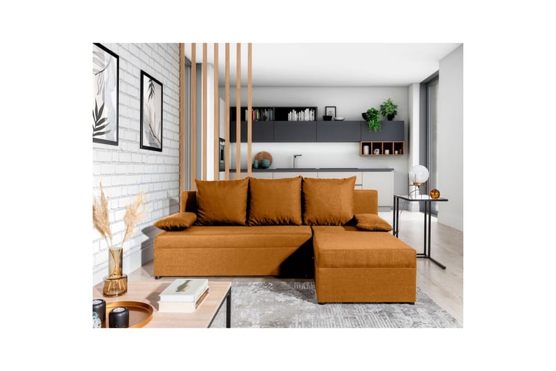 Hörnsoffa Eltap Gino 201x143x90 cm - Nube 45, Gul - Möbler - Soffa - Bäddsoffa - Bäddsoffa divan