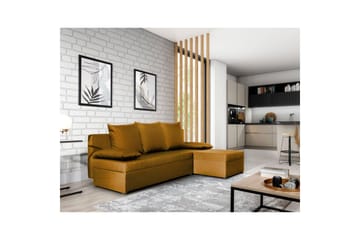 Hörnsoffa Eltap Gino 201x143x90 cm - Nube 45, Gul - Möbler - Soffa - Bäddsoffa - Bäddsoffa divan