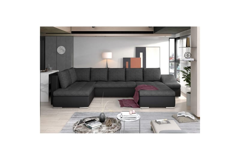 Hörnsoffa Eltap Giovanni 351x82x190 cm - Berlin 02, Mjuk 11, Svart, Höger - Möbler - Soffa - Bäddsoffa - Hörnbäddsoffa