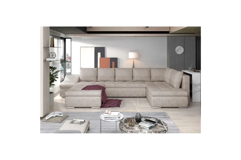 Hörnsoffa Eltap Giovanni 351x82x190 cm - Dora 21, Beige, Vänster - Möbler - Soffa - Bäddsoffa - Hörnbäddsoffa